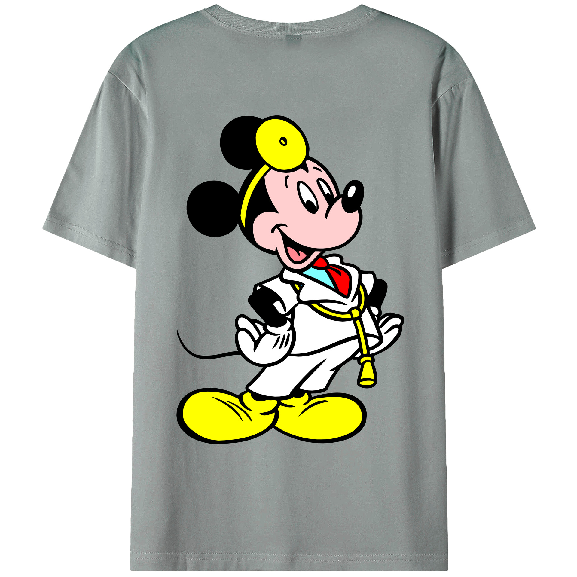 ミッキーマウス Mickey Mouse 綿100％ メンズ半袖Tシャツ（バックプリント） 通気性
